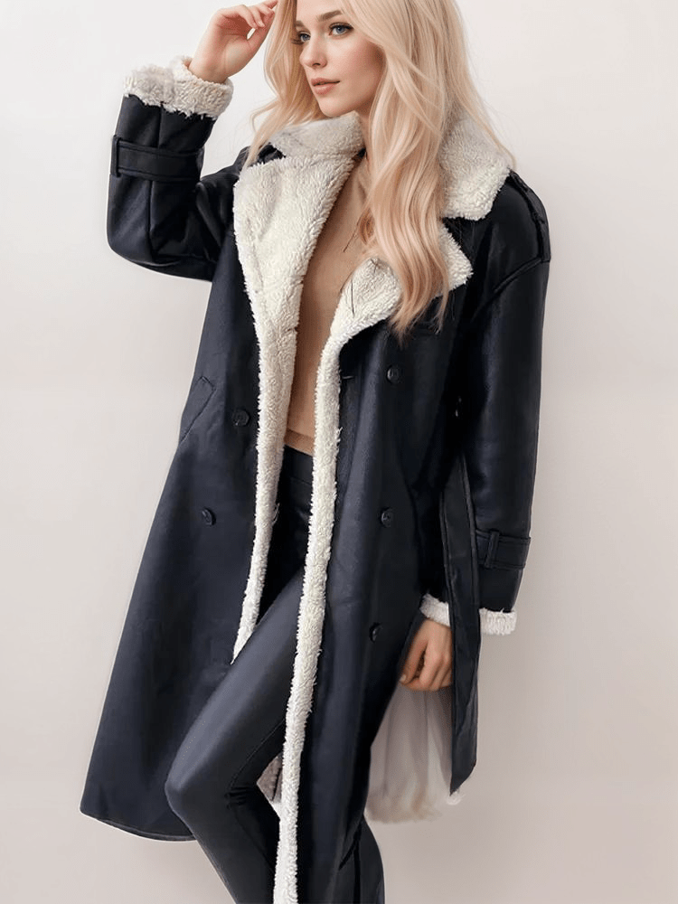 Drune | vegan Lederjacke - mit Lammfell gefüttert - Zeitloser Winterstil