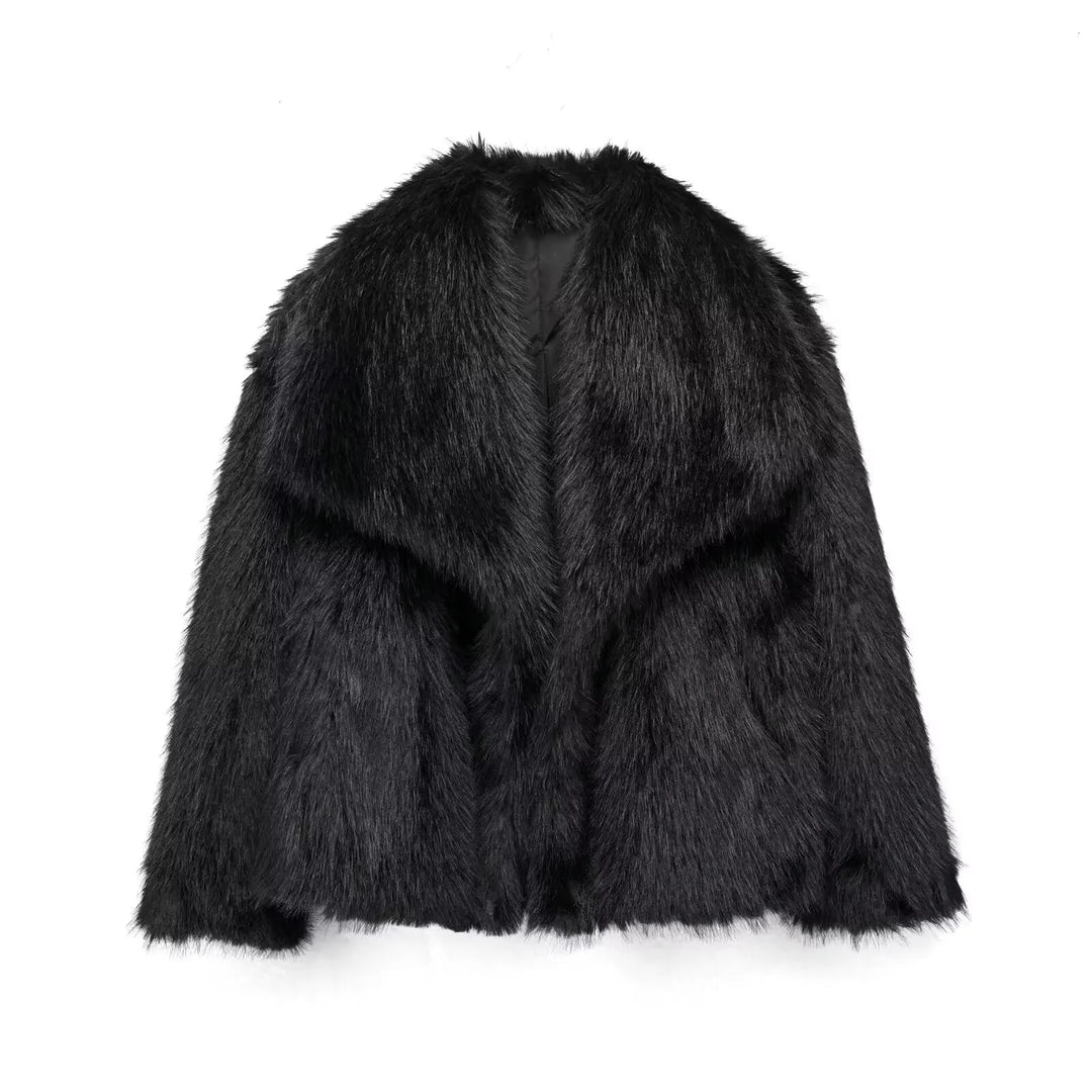 Drune | Kurz Fluffig Jacke mit Kunstpelz Felljacken für Damen