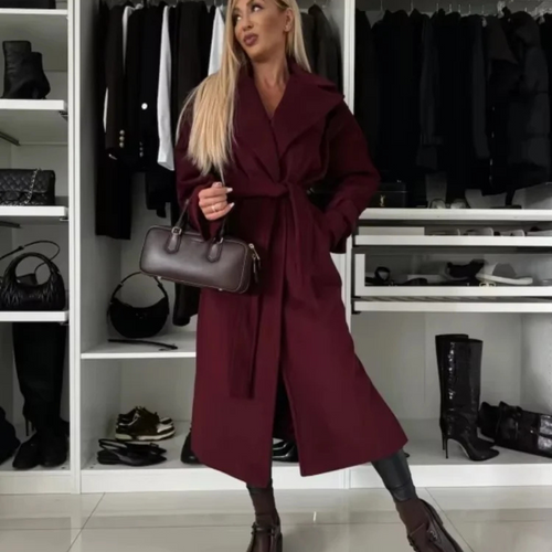 Drune | Trenchcoat Langer Wollmantel für Damen mit Gürtel
