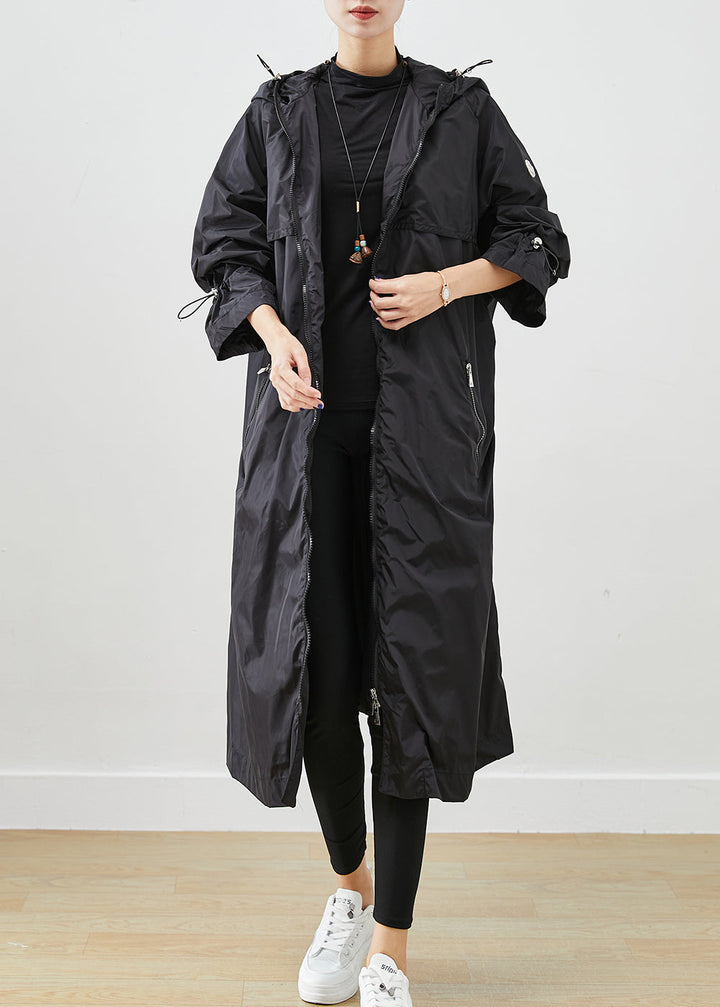 Drune | Schwarze Zip-Up Kordelzug-Spandex-Mäntel