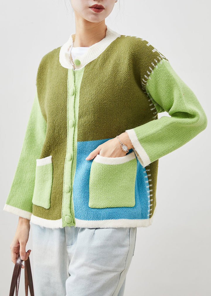 Drune | Grüne Übergroße Patchwork Strickjacken
