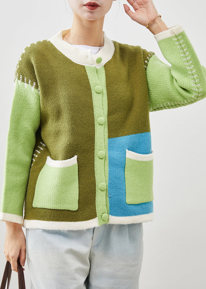 Drune | Grüne Übergroße Patchwork Strickjacken