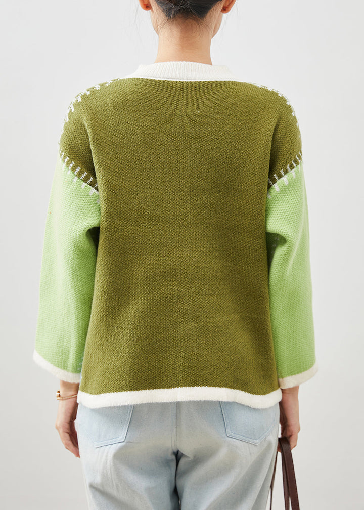 Drune | Grüne Übergroße Patchwork Strickjacken