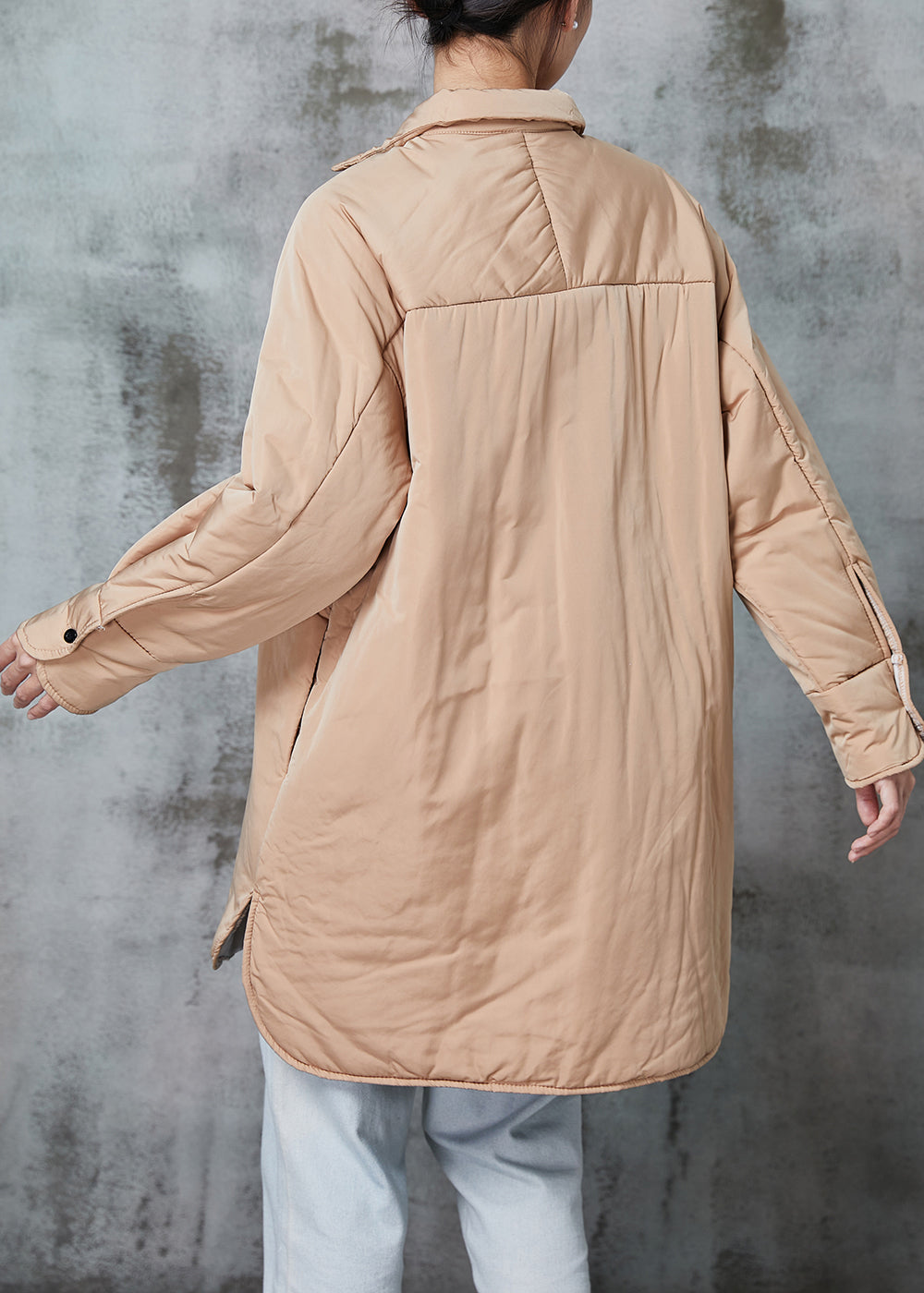 Drune | Khaki Oversized Taschen Feine Baumwollgefüllte Pufferjacken Winter