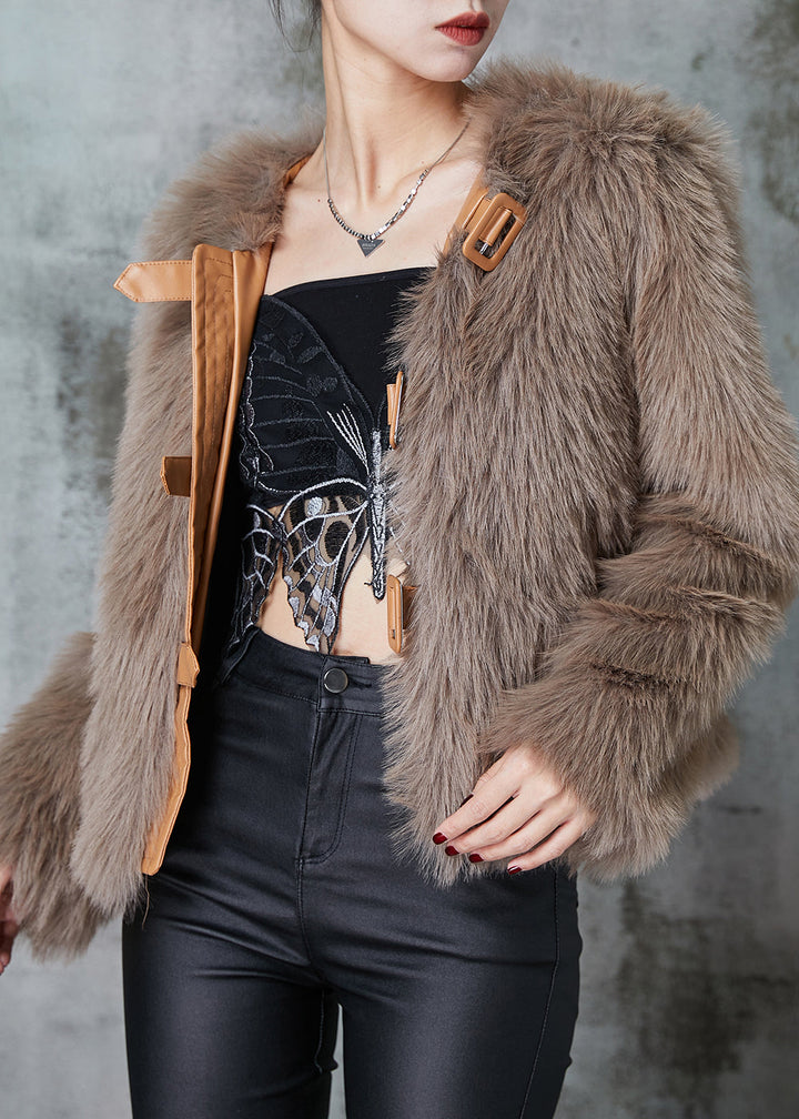 Drune | Khaki Patchwork Kunstfelljacken Winter