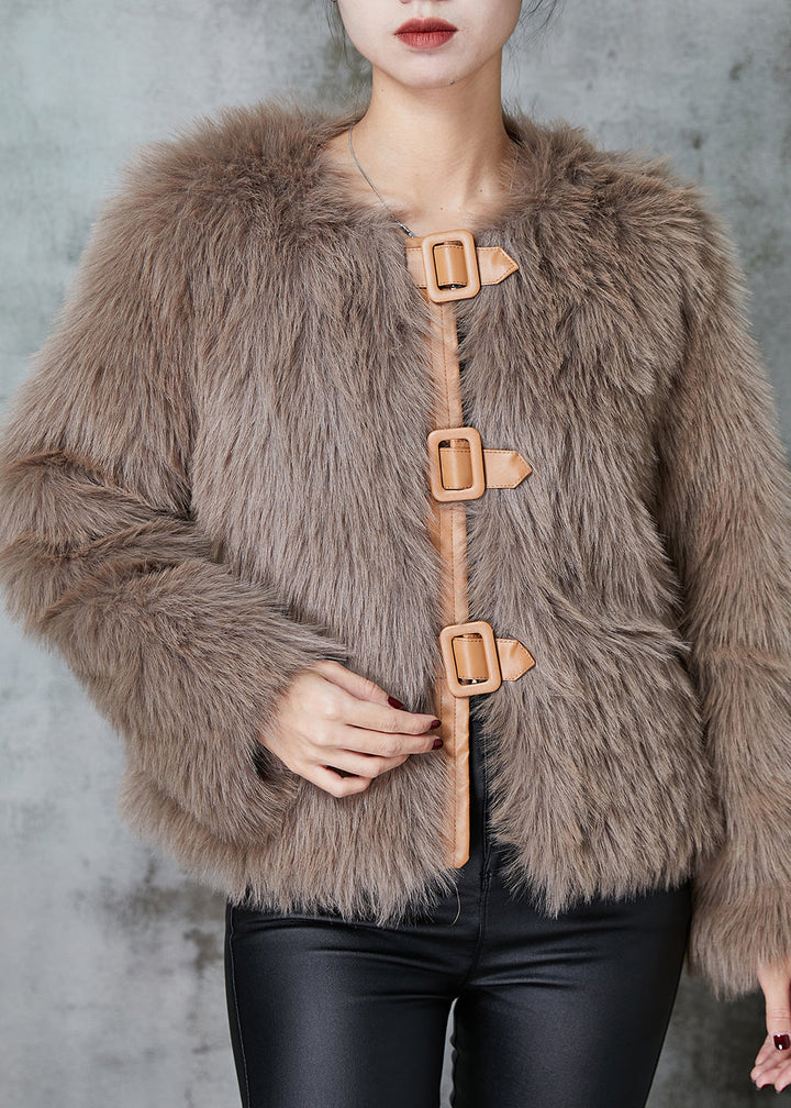 Drune | Khaki Patchwork Kunstfelljacken Winter