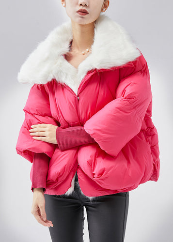 Drune | Pinker Pelzkragen Feine Baumwollgefüllte Winterkurzmäntel
