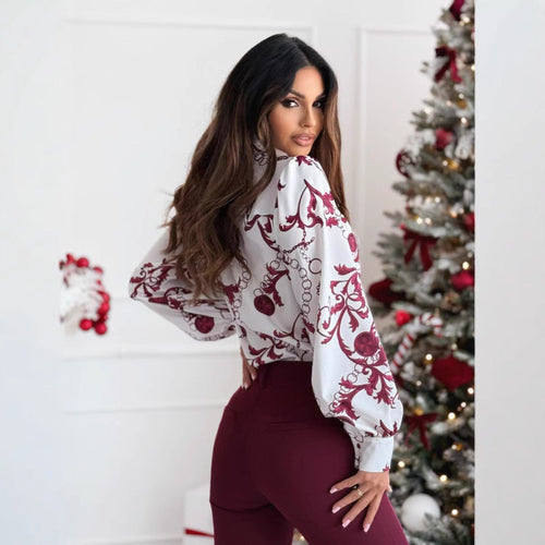 Drune | Fliege Kragen Langarmshirt für Damen - Elegant