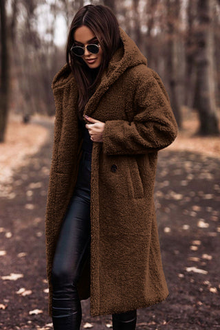 Damen Teddy Mantel mit Kapuze | Drune
