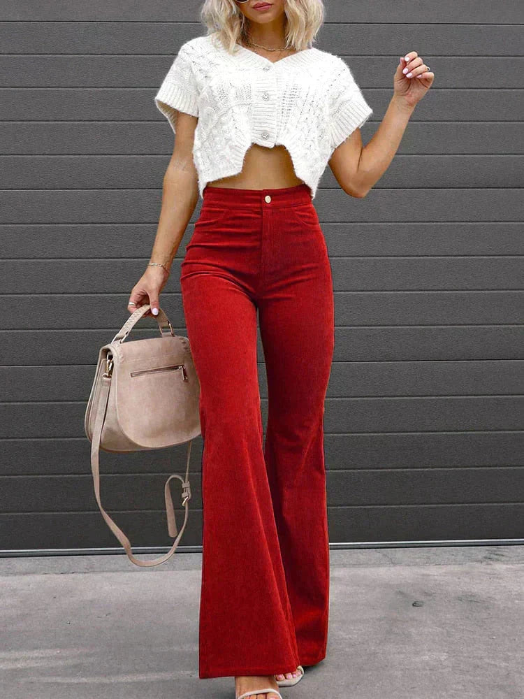 Drune | Schmeichelnde Damen Bootcut Hose mit Hohem Bund und Bequemer Passform