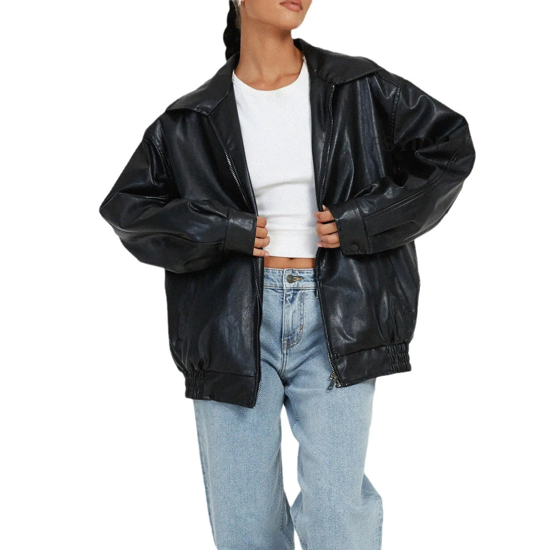 Drune | Moderne Oversized Lederjacke für Damen