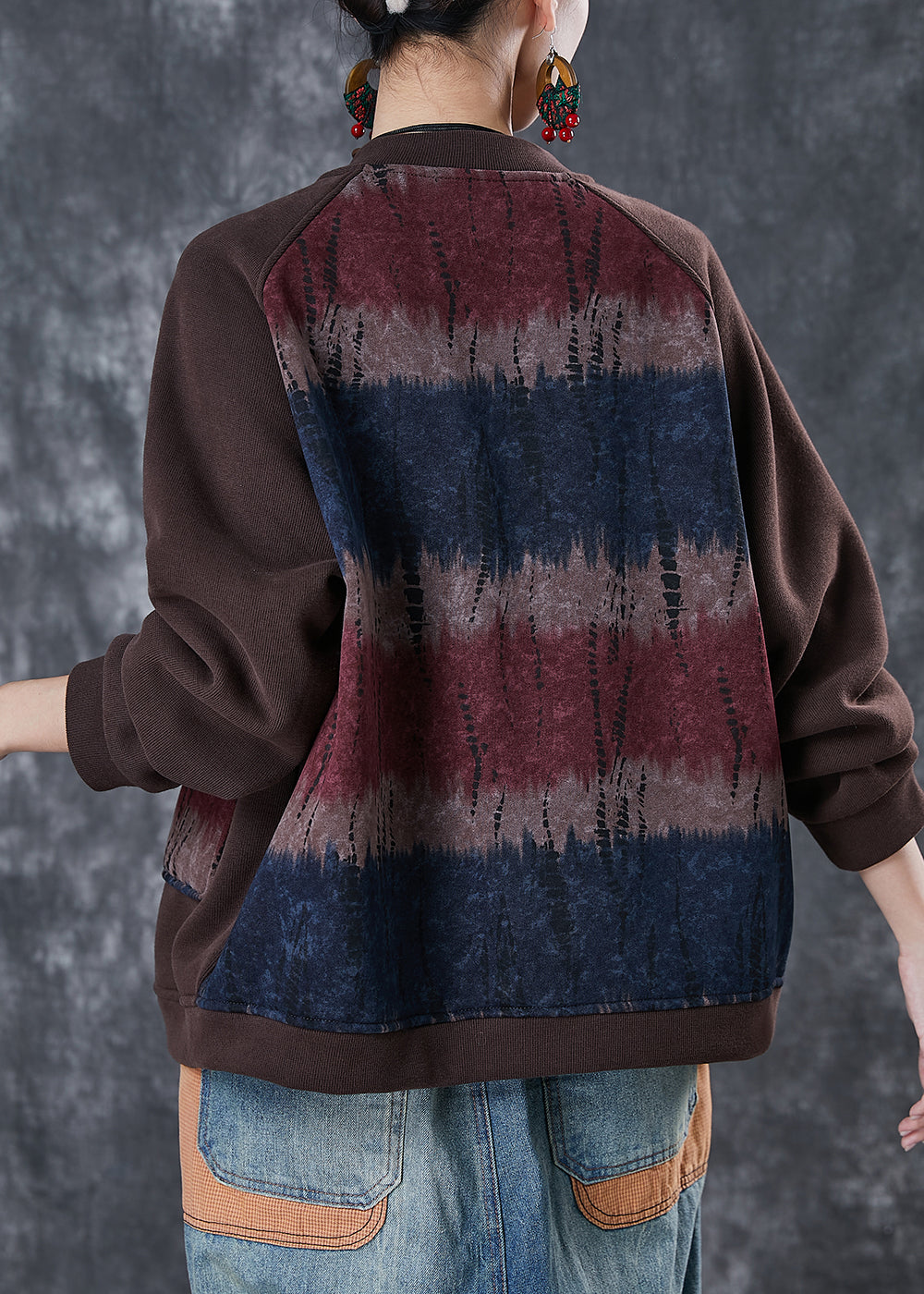 Drune | Patchwork Warme Fleecejacken Übergröße Winter