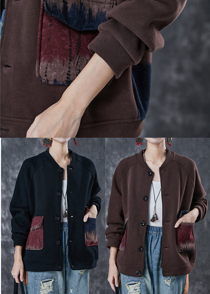 Drune | Patchwork Warme Fleecejacken Übergröße Winter