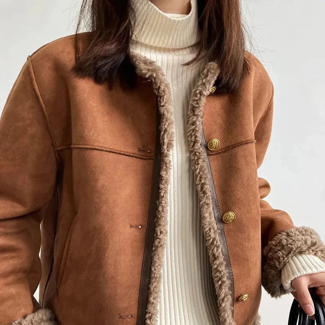 Drune | Warme Faux Fur Motorradjacke Damen