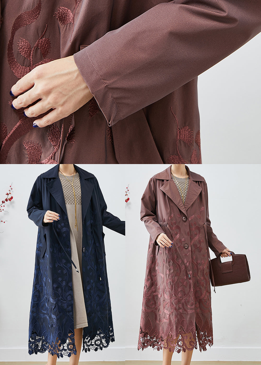 Drune | Spandex Trenchcoats Bestickter Taillengurt
