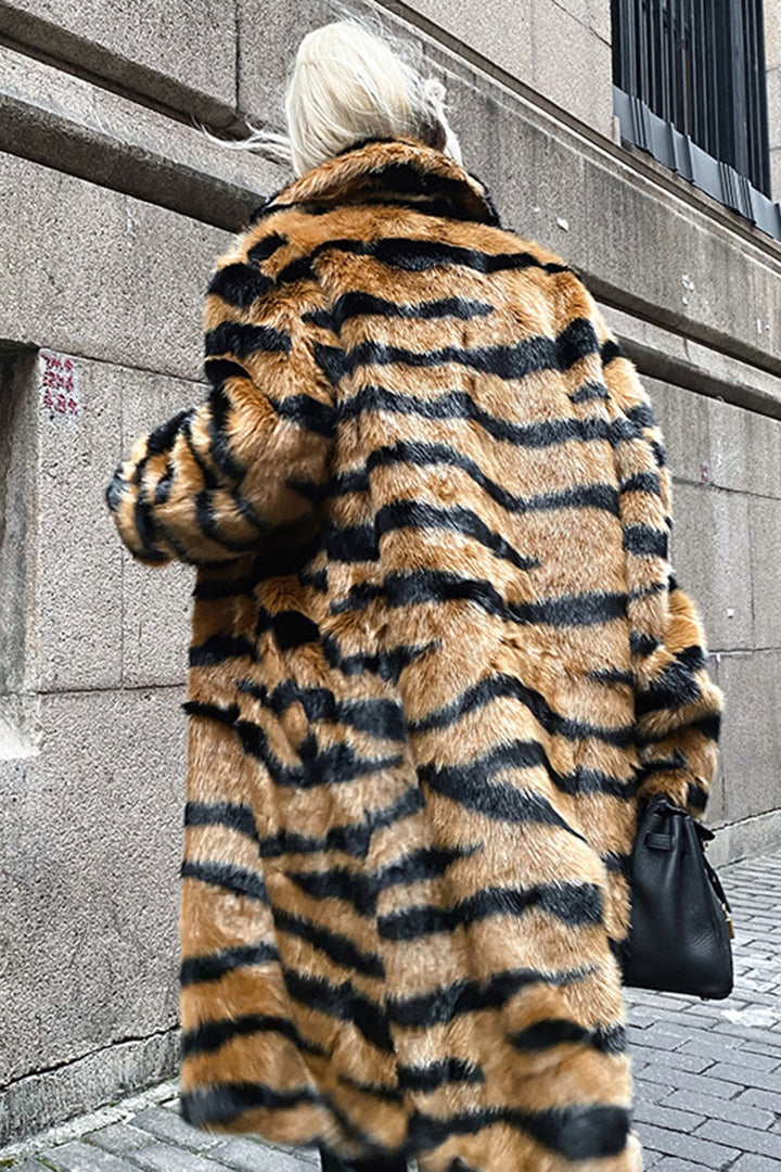 Drune | Damen Kunstfelljacke mit Tierdruck und Luxusausführung