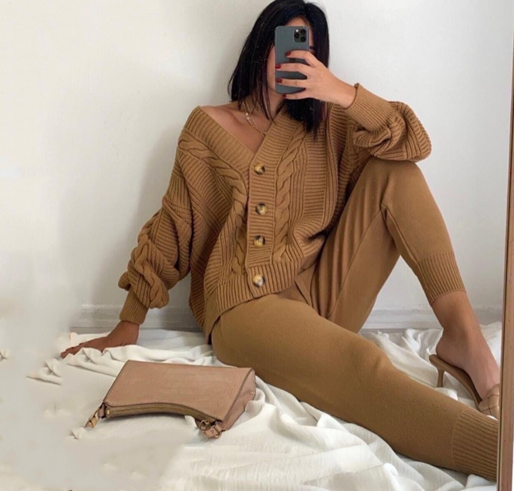 Drune | Winter Set Charmant 2-Teiliges Set mit Strickjacke und Bequemer Hose