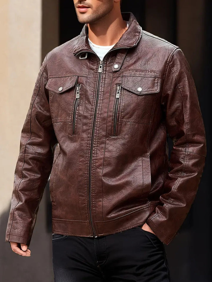 Drune | Elegante Lederjacke mit Reißverschluss für Männer - Perfekt für legere Tage