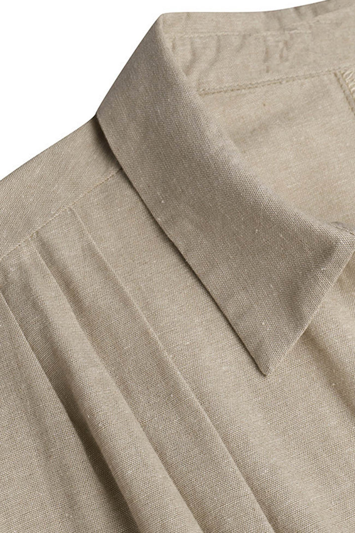 Drune | Knopfverschluss Baumwoll-Leinen Strandkleid