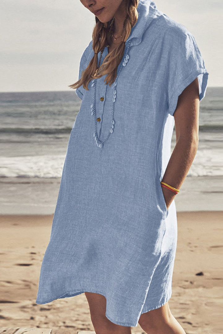 Drune | Knopf Unten Baumwoll Strandkleid