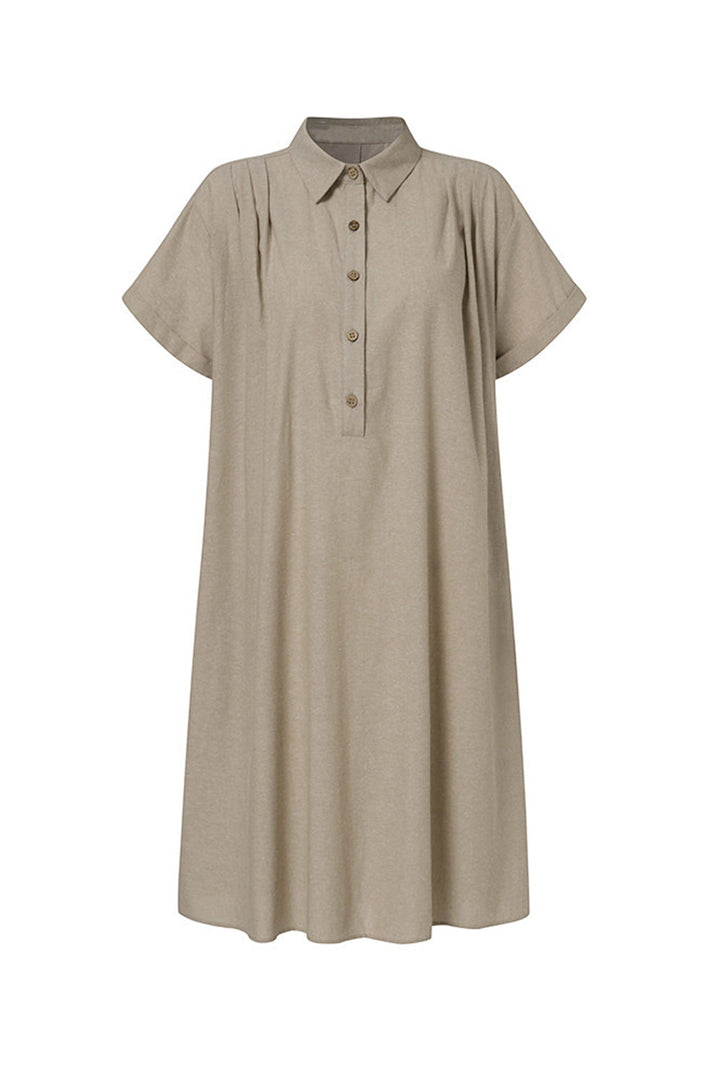 Drune | Knopfverschluss Baumwoll-Leinen Strandkleid