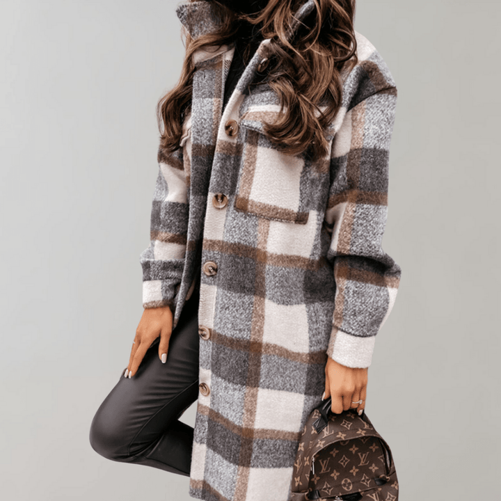 Drune | Karo Lang Shacket - Oversized Passform - Weicher Wollmix - Trendy Schichtstück