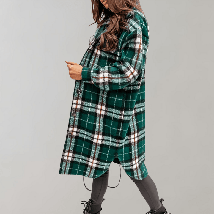 Drune | Karo Lang Shacket - Oversized Passform - Weicher Wollmix - Trendy Schichtstück