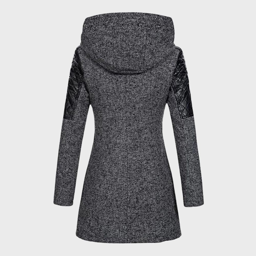 Drune | Asymmetrischer Mantel - Kunstlederakzente - Stilvoll und Warm
