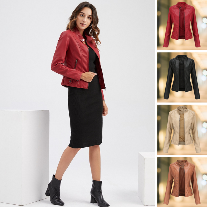 Drune | Elegante und schicke Lederjacke mit Stehkragen