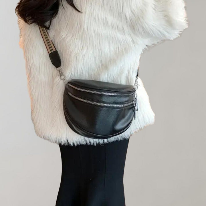 Drune | Elegante Multi-Zip Leder Crossbody Tasche für Damen