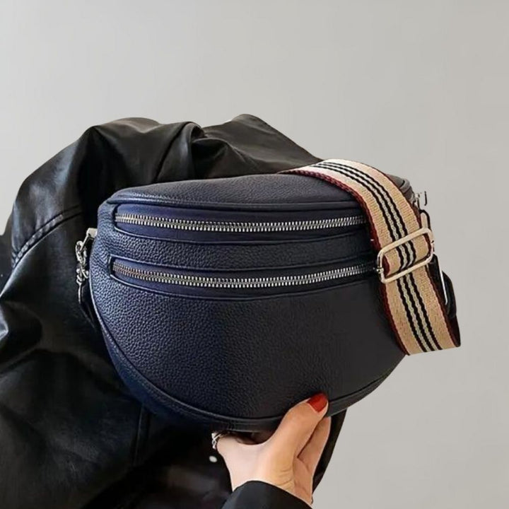 Drune | Elegante Multi-Zip Leder Crossbody Tasche für Damen