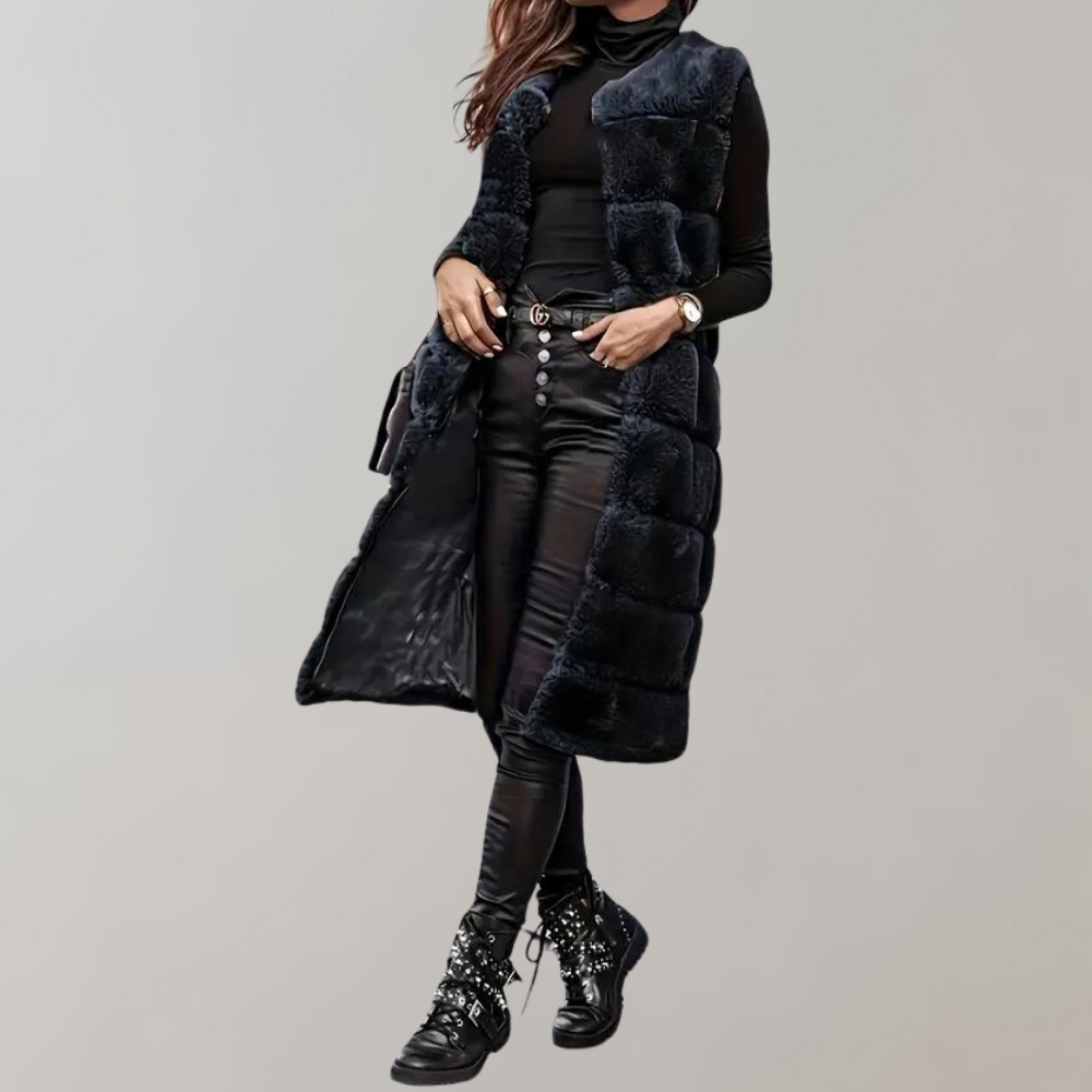 Drune | Lange Winterjacke Weste für Frauen