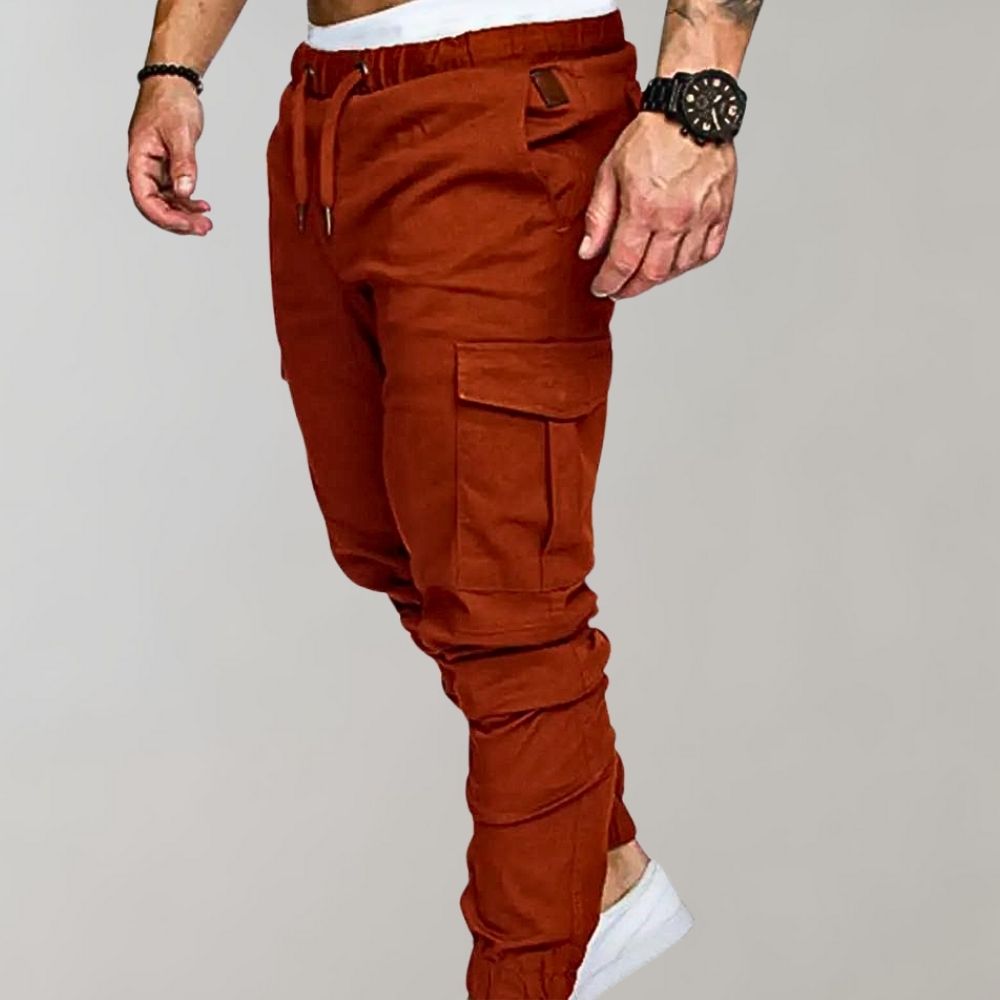 Drune | Cargo Jogginghose mit Taschen & Kordelzug - Slim Fit Streetwear Hose für Freizeit & Training