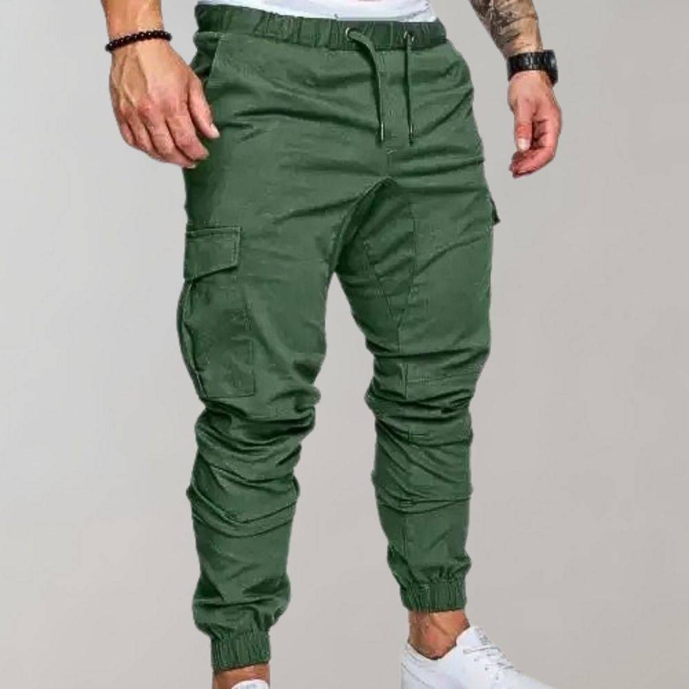 Drune | Cargo Jogginghose mit Taschen & Kordelzug - Slim Fit Streetwear Hose für Freizeit & Training