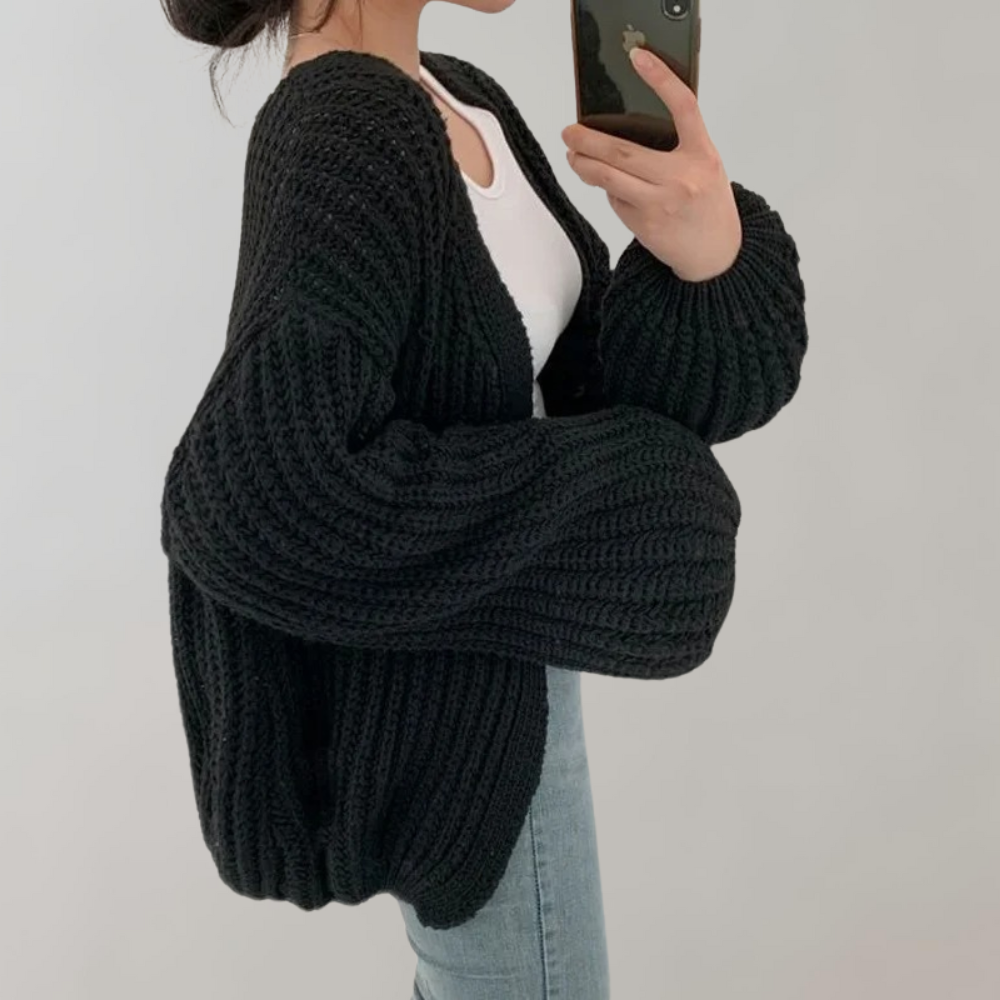 Drune | Cardigan - Damen Gemütlicher Offener Strick Langarmpullover