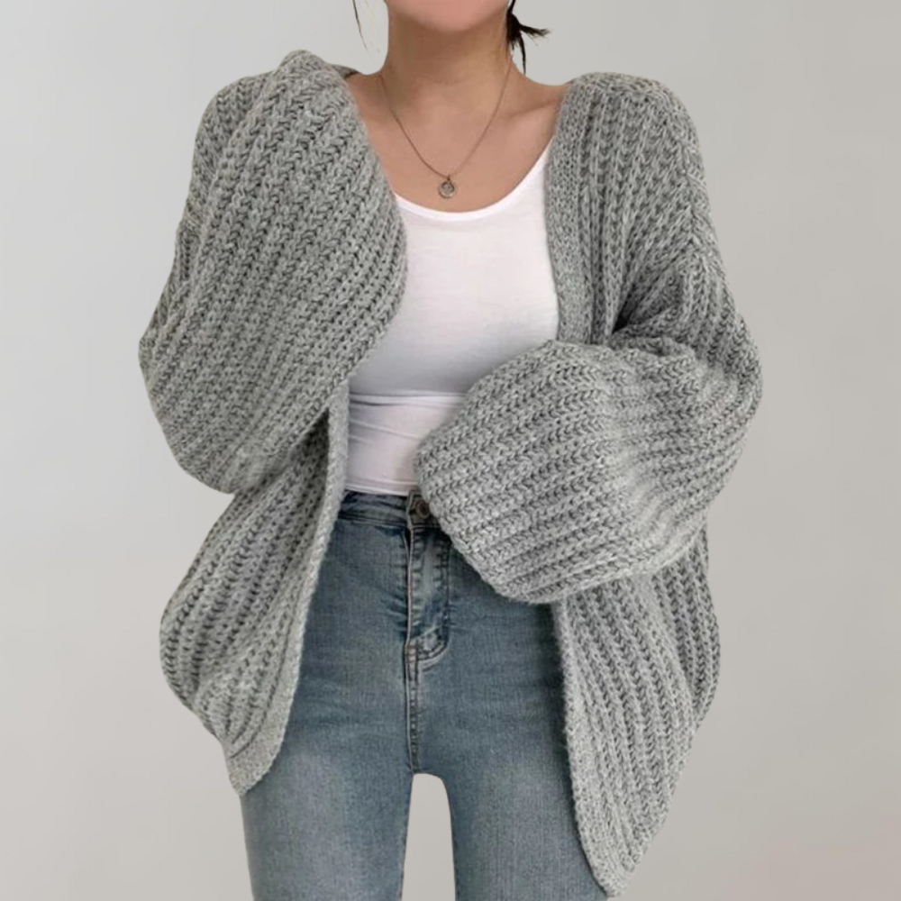 Drune | Cardigan - Damen Gemütlicher Offener Strick Langarmpullover