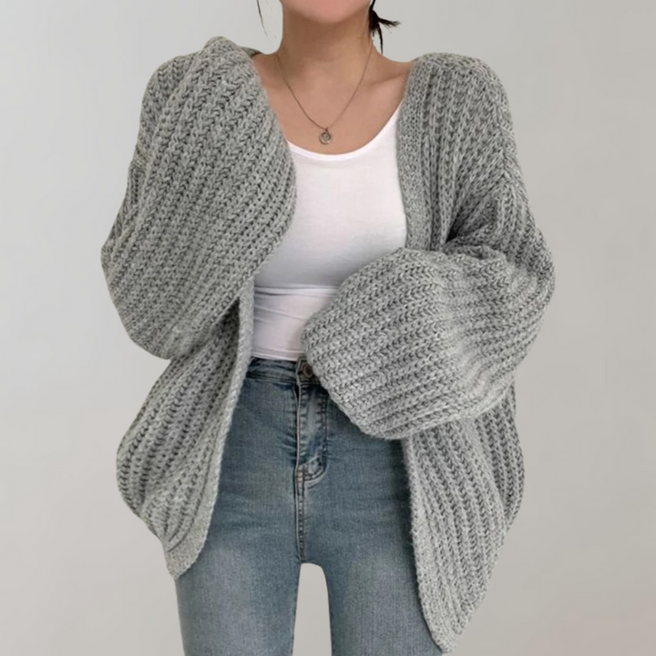 Drune | Cardigan - Damen Gemütlicher Offener Strick Langarmpullover