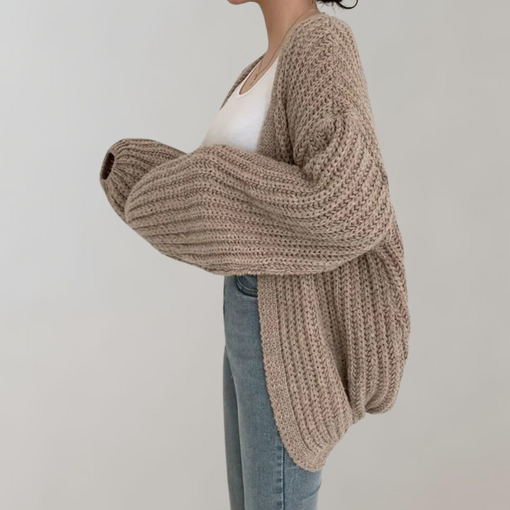 Drune | Cardigan - Damen Gemütlicher Offener Strick Langarmpullover