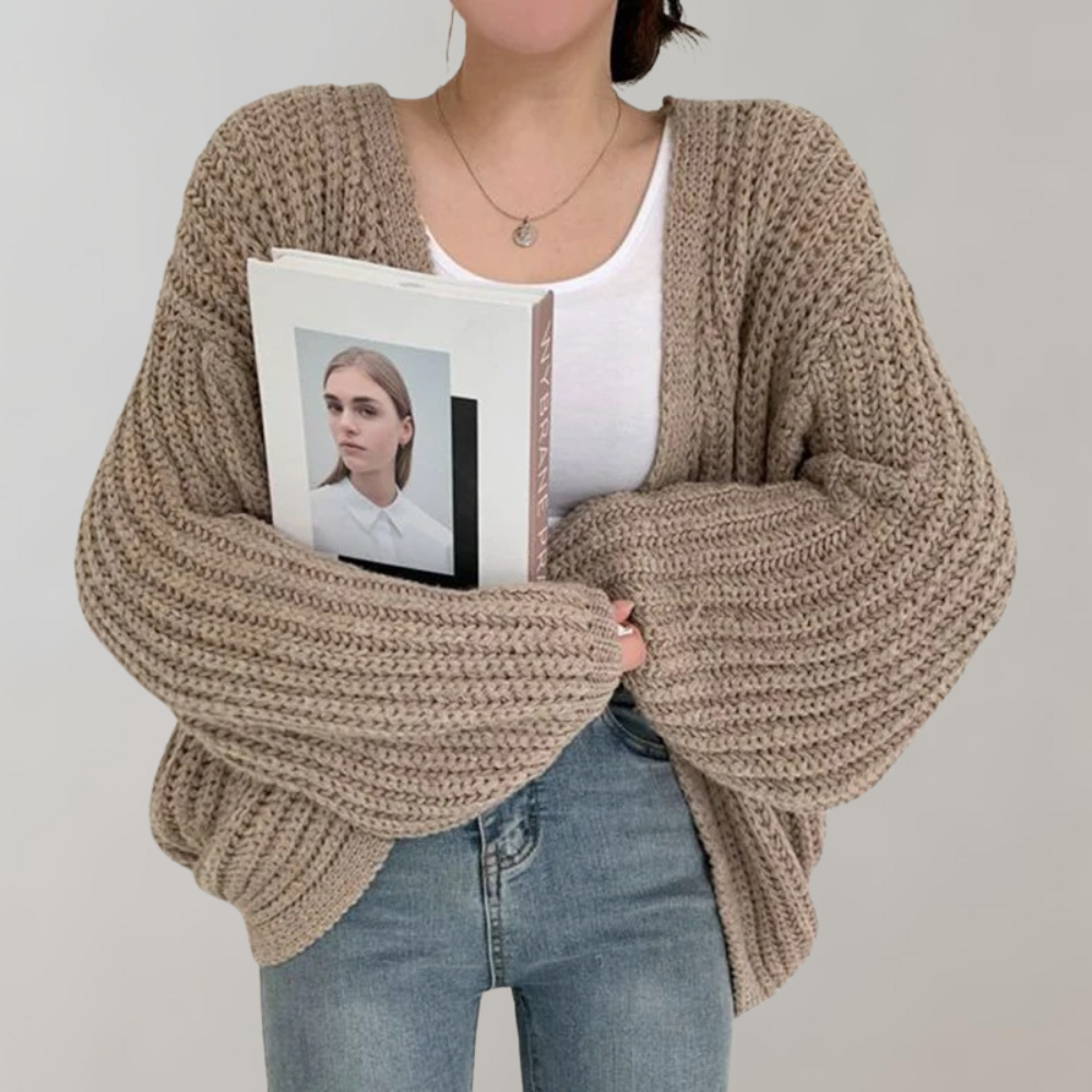 Drune | Cardigan - Damen Gemütlicher Offener Strick Langarmpullover