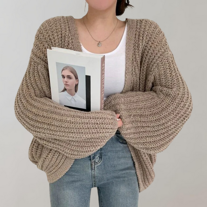 Drune | Cardigan - Damen Gemütlicher Offener Strick Langarmpullover