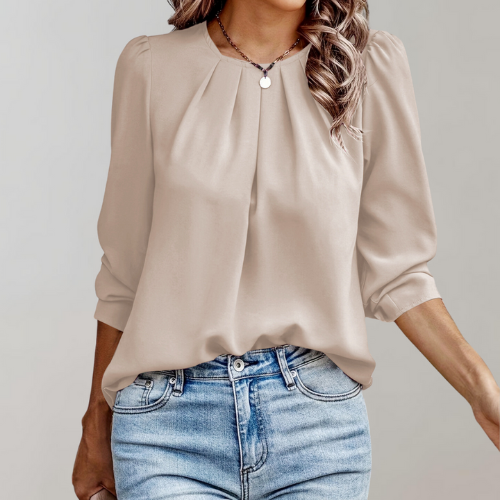 Drune | Bluse Damen Falten Puffärmel Bluse