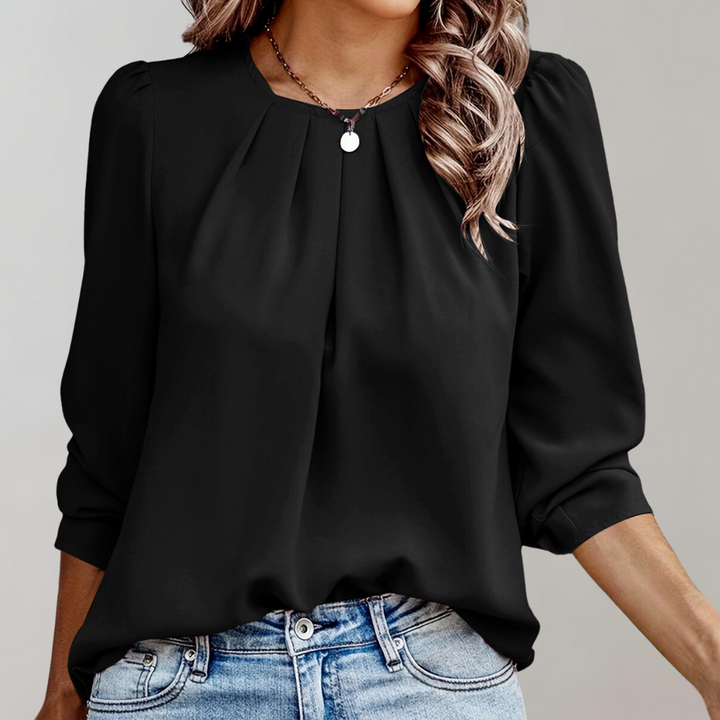 Drune | Bluse Damen Falten Puffärmel Bluse
