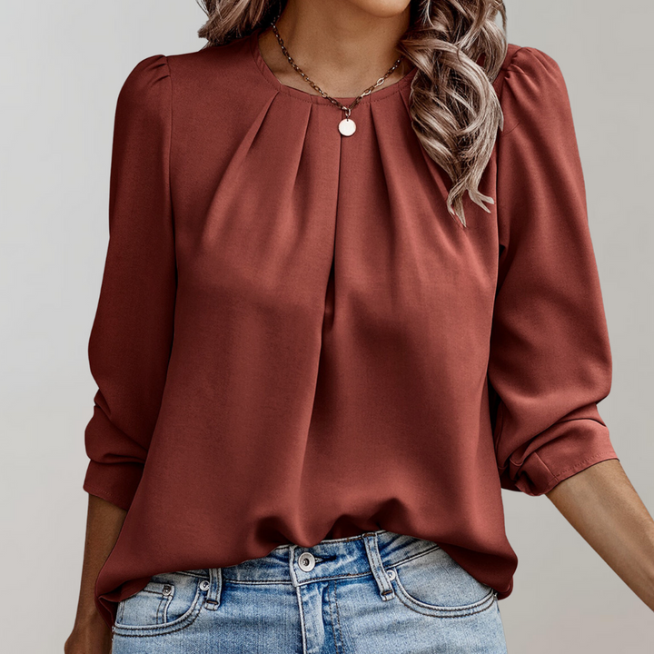 Drune | Bluse Damen Falten Puffärmel Bluse