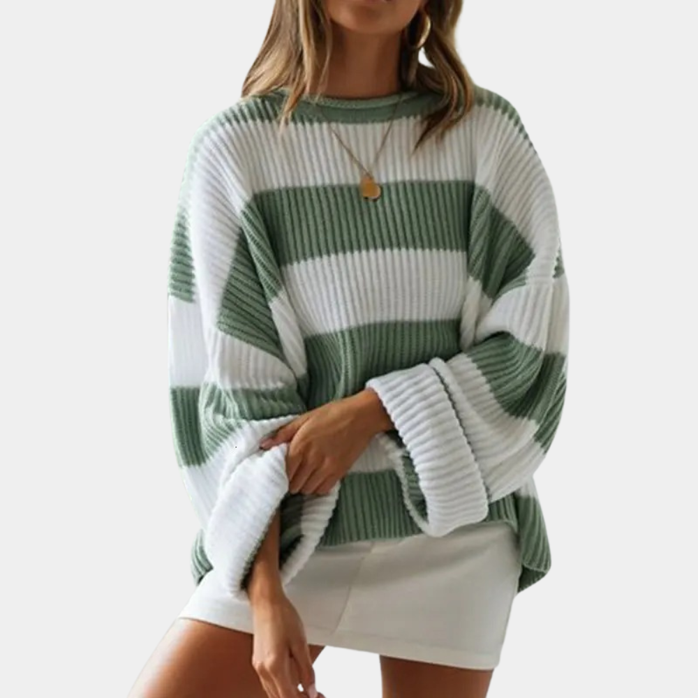 Drune | Schwarz und Weiß Strickpullover mit Breiten Streifen Acryl Modern und Bequem