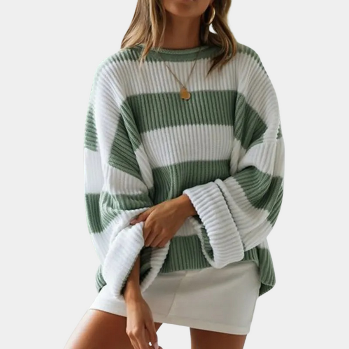 Drune | Schwarz und Weiß Strickpullover mit Breiten Streifen Acryl Modern und Bequem