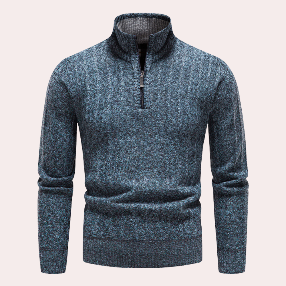 Drune | Herren Kapuzenpullover mit Kragen und Reißverschluss
