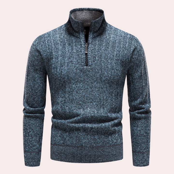 Drune | Herren Kapuzenpullover mit Kragen und Reißverschluss
