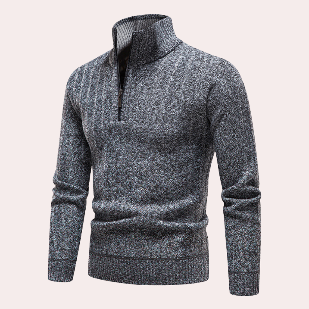 Drune | Herren Kapuzenpullover mit Kragen und Reißverschluss