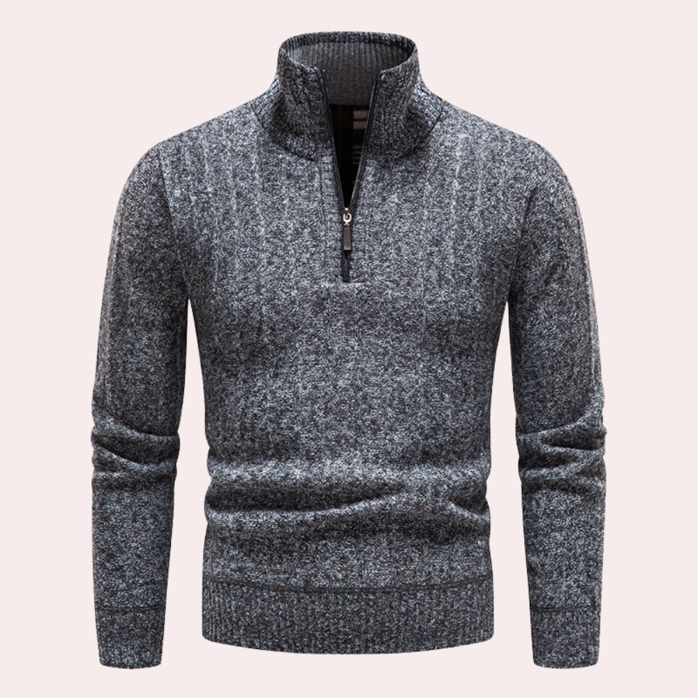 Drune | Herren Kapuzenpullover mit Kragen und Reißverschluss