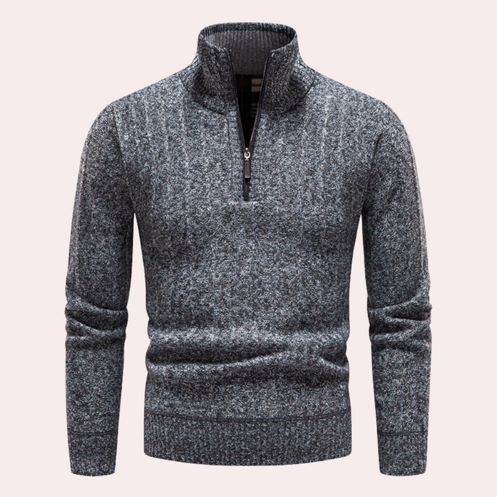 Drune | Herren Kapuzenpullover mit Kragen und Reißverschluss